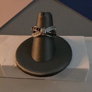 Silver Marcasite and Clear Crystal Bow Ring